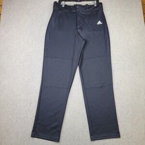 Adidas Baseball Pants Double Knee Mens Large Solid Black Aeroready Straight NEW